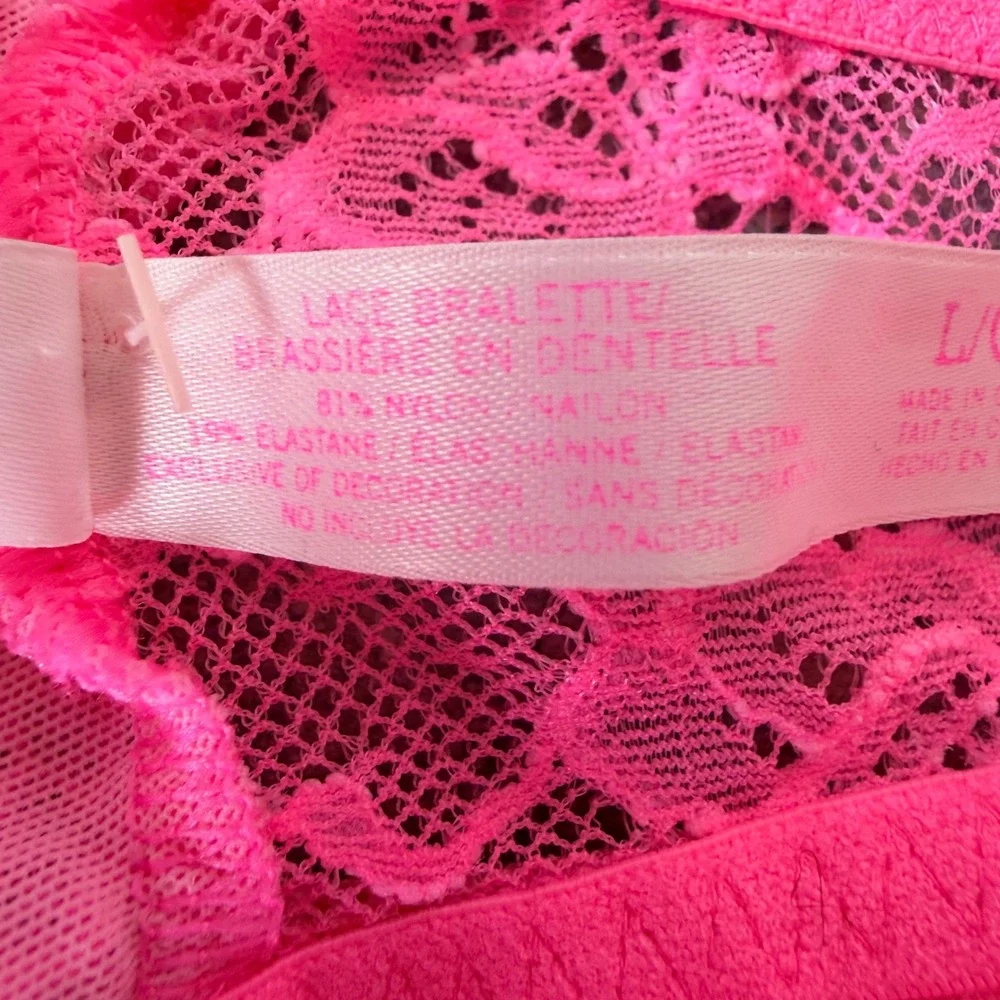 Victoria's Secret Pink Lace Longline Bralette Large Y2K Coquette Festival - Picture 5 of 5